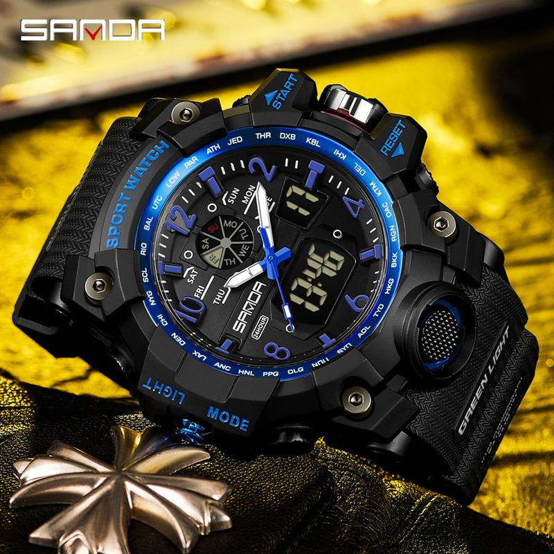 SANDA 3169 Sports Casual Waterproof LED Display Multifunction Men's Watch Analog-Digital Watch