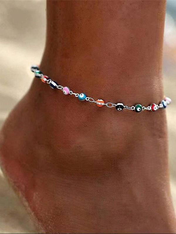 Boho Style Beaded Eye Decor Anklet for Women, Fashion Jewelry for Party, Daily Clothing Decor, Trendy All-match & Exquisite Jewelry for Birthday Gift