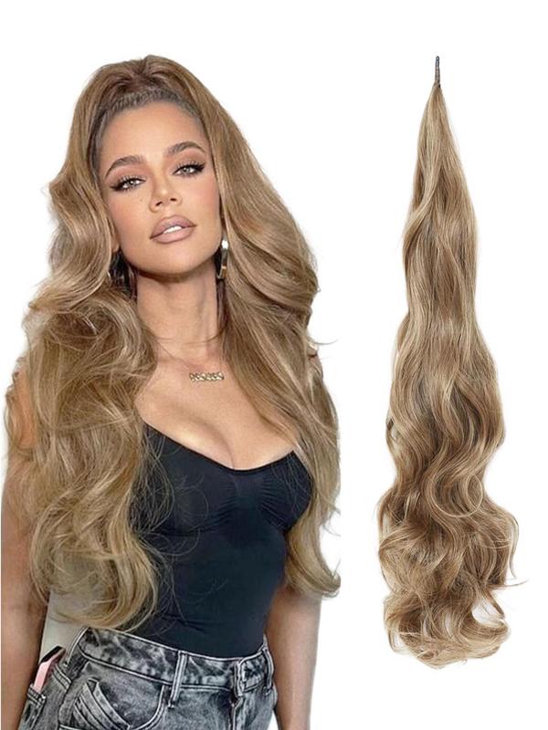 32 Inch Blonde Long Wavy Ponytail Extension, 2024 Fall Synthetic Hair Extensions for Women, Flexible Wrap Around Ponytail Wavy Ponytail Extension for Daily Use