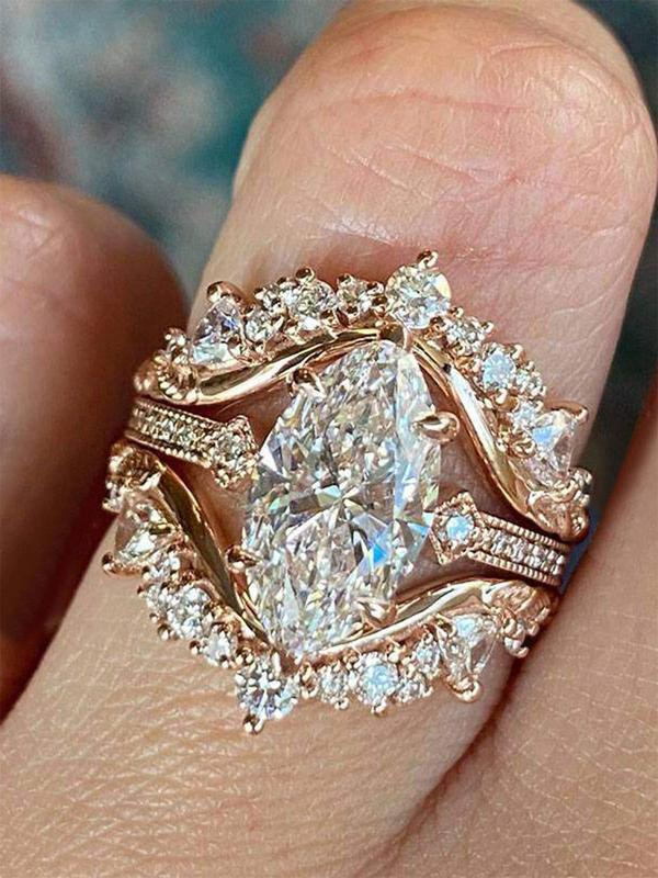 Women's Elegant Rhinestone Decorated Ring, Exquisite Trendy Ring, Fashionable Jewelry for Women As Engagement Anniversary Wedding Party Jewelry