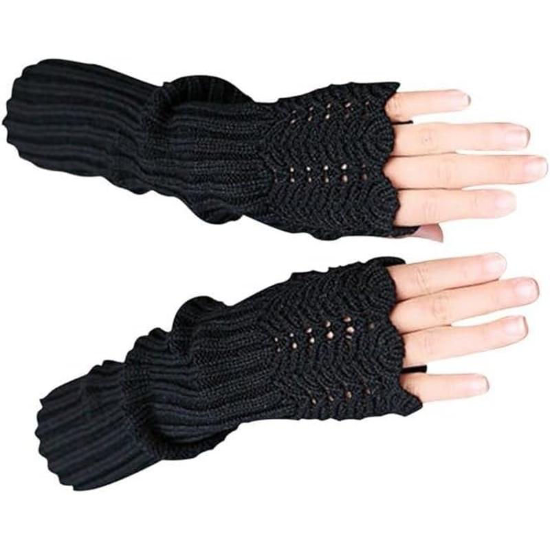 Arm Warmers Fingerless Gloves for Women, Winter Warm Thumb Hole Mittens Knitted Arm Sleeves, Long Fingerless Gloves