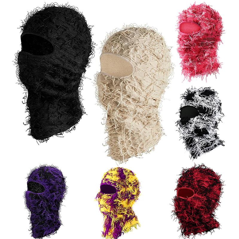 Balaclava Distressed Ski Mask,Knitted Full Face Mask Beanie Cap Winter Neck Warmer for Men Women One Size Fits All