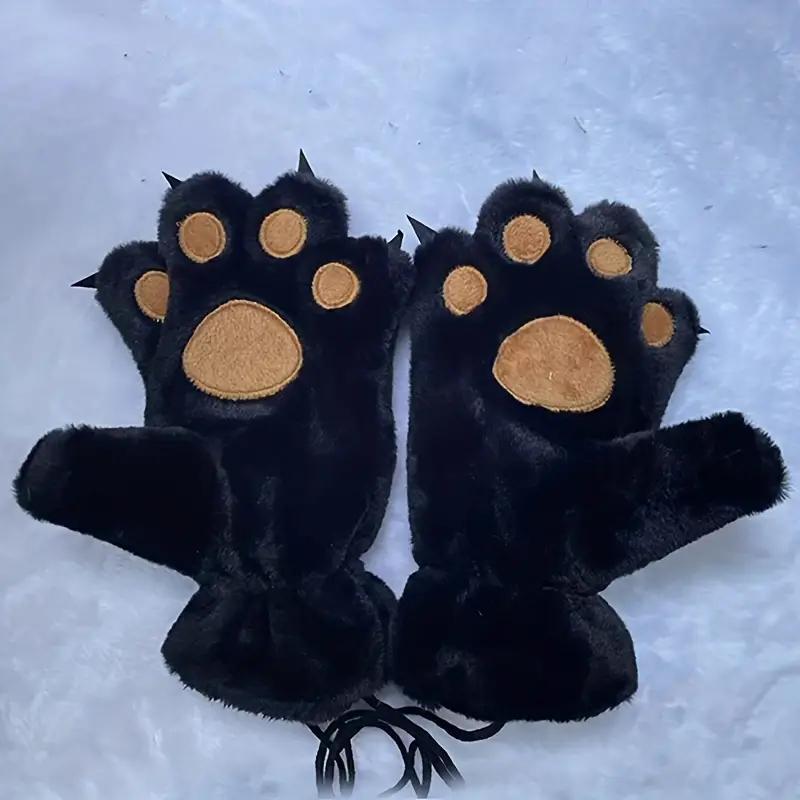 Cute Bear Paw Design Gloves, 1 Pair Winter Warm Gloves, Outdoor Cycling Gloves, Sports & Outdoor Accessories for Women & Girls