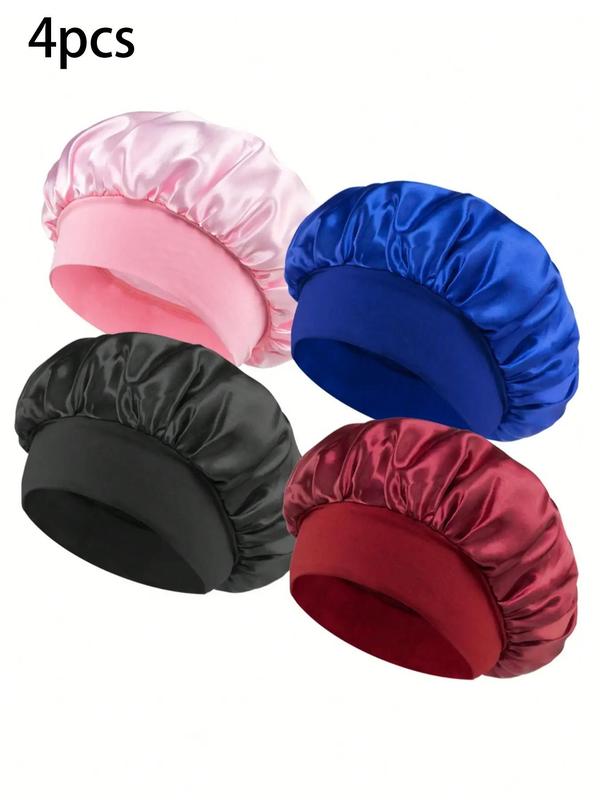 Women's Plain Color Hair Bonnets, 2024 New Style Trendy Soft Comfy Sleeping Bonnets Hats for Preserving Hairstyle, Chic Accessories for Daily Use Summer 2024