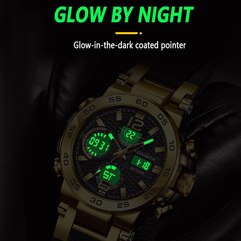 LIGE Large Disc Silicone Strap Electronic Time Setting Design Luminous Hands Waterproof Men's Watch