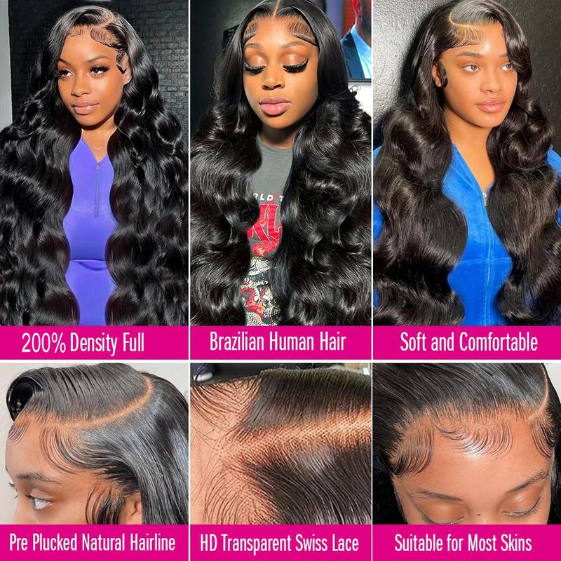 Body Wave 13x6 HD Lace Front Human Hair Wigs 200% density Pre plucked  Lace Frontal Human Hair Wigs For Women With Baby Hair