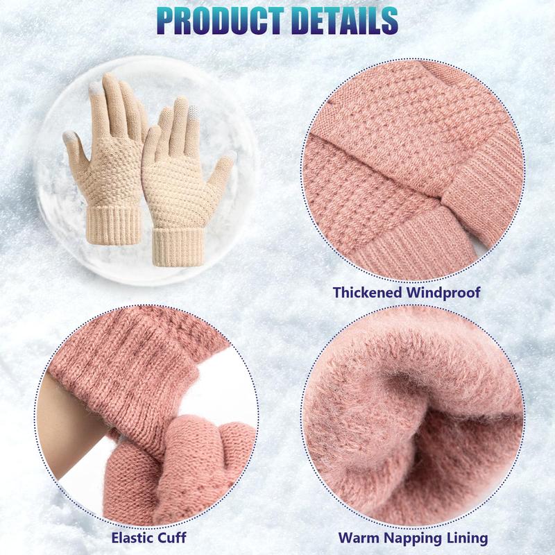 Women's Winter Gloves, Women's Warm Soft Touchscreen Winter Gloves, Elastic Cuff Knit Gloves for Cold Weather