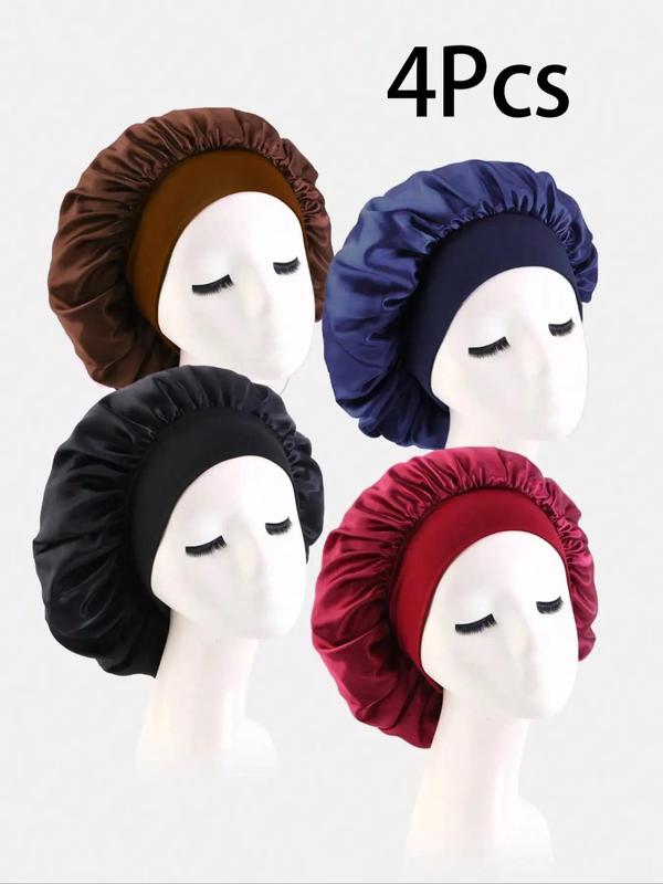 Women's Plain Color Hair Bonnets, 2024 New Style Trendy Soft Comfy Sleeping Bonnets Hats for Preserving Hairstyle, Chic Accessories for Daily Use Summer 2024