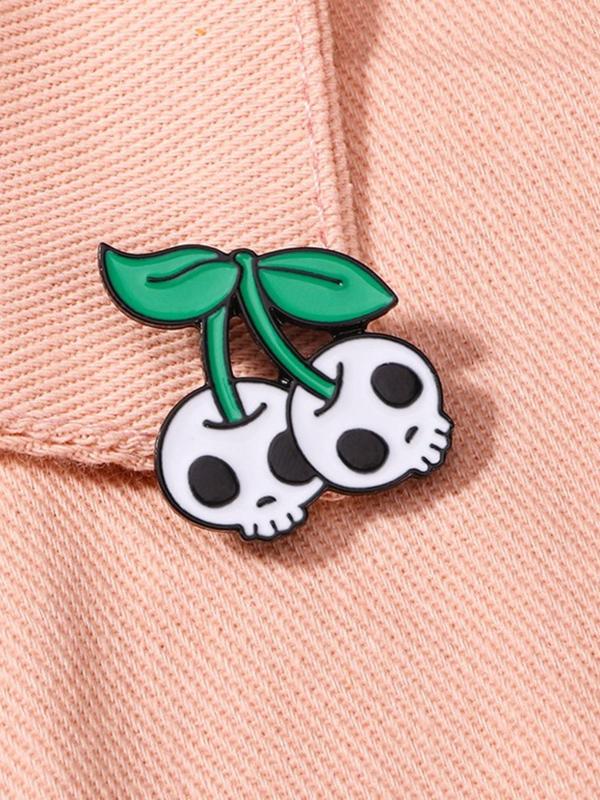 Cute Cherry & Skull Design Brooch, Fashion Alloy Badge for Clothes, Creative Alloy Accessories for Women & Men