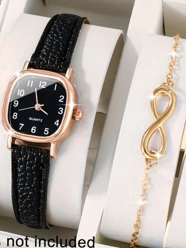 Women's Elegant Fashion Watch & Bracelet Set, Fashion Square Dial Watch & Bracelet Set for Party, Daily Decor, Trendy All-match & Exquisite Watch Set for Gift