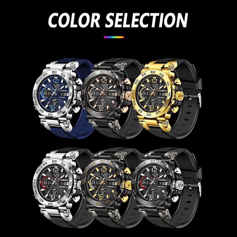 LIGE Large Disc Silicone Strap Electronic Time Setting Design Luminous Hands Waterproof Men's Watch