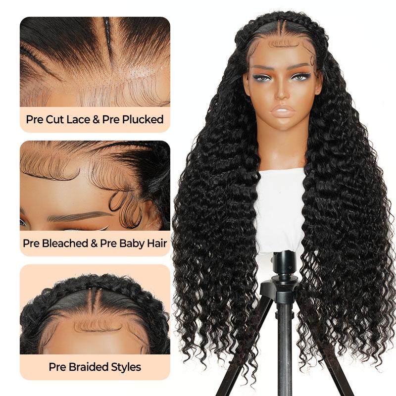 Alipearl Hair Dutch Pre Braided Deep Wave Stylist Wig Ready To Go Glueless 13x4 Lace Frontal Wig Pre Styled Pre Everything Wig