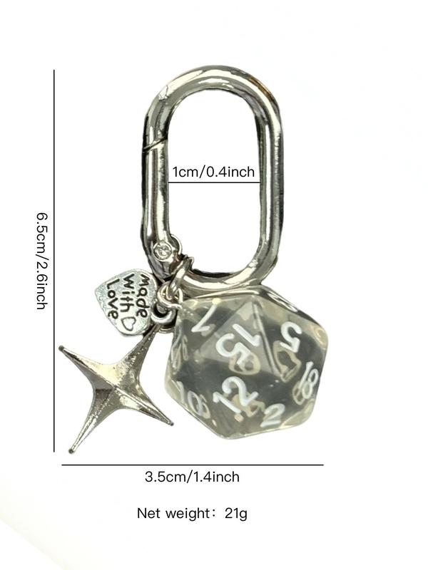 Creative Dice Design Keychain, Cute Cheart & Star Charm Decor Keychain for Women & Men, Fashion Accessories, Trendy All-match & Exquisite Keychain for Birthday Gift