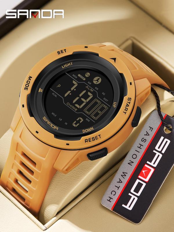 Men's Sporty Digital Watch, Fashionable Digital Watch with Luminous Dial, Digital Display Waterproof Watch for Men