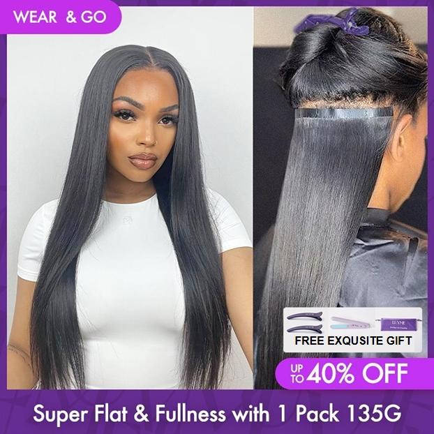 LUVME 100% Virgin Human Hair Extensions 135g Pack Straight, Body Wave, Kinky Curly, Yaki Straight Clip-In 01ACCU