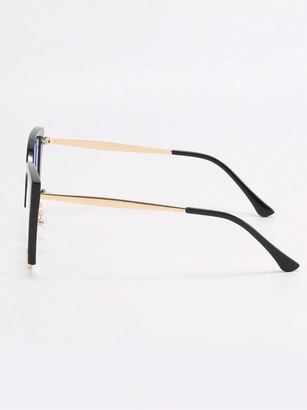 Cute Cat Eye Design Semi-rimless Eyeglasses, Fashionable Oversized Eyeglasses for Women & Men, Fashion Eyeglasses for Work, Daily Clothing Decor, for Student Daily