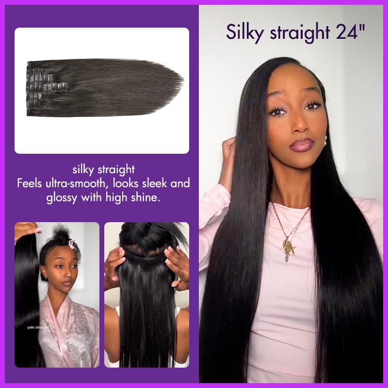 LUVME 100% Virgin Human Hair Extensions 135g Pack Straight, Body Wave, Kinky Curly, Yaki Straight Clip-In 01ACCU