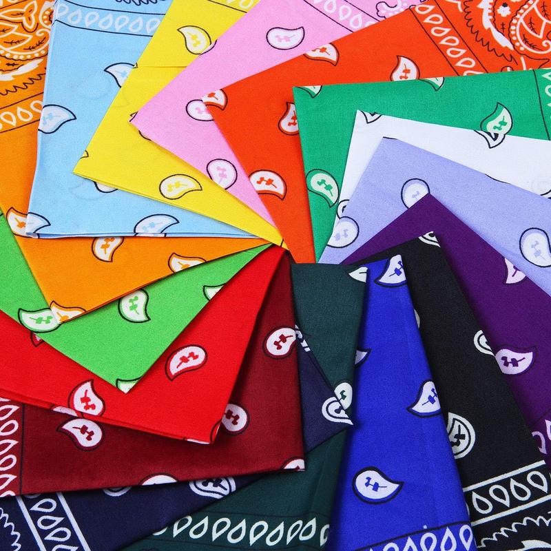 16 Counts Paisley Bandanas Cowboy Bandana Handkerchiefs Paisley Print Head Wrap Scarf, Assorted 16 Colors