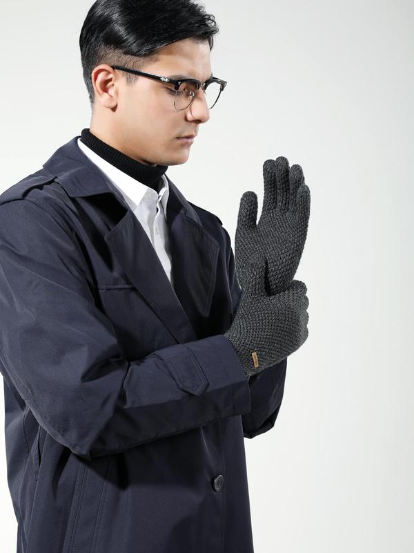 Men's Solid Color Touch Screen Gloves, Casual Windproof Warm Gloves for Fall & Winter, Fashion Accessories for Men