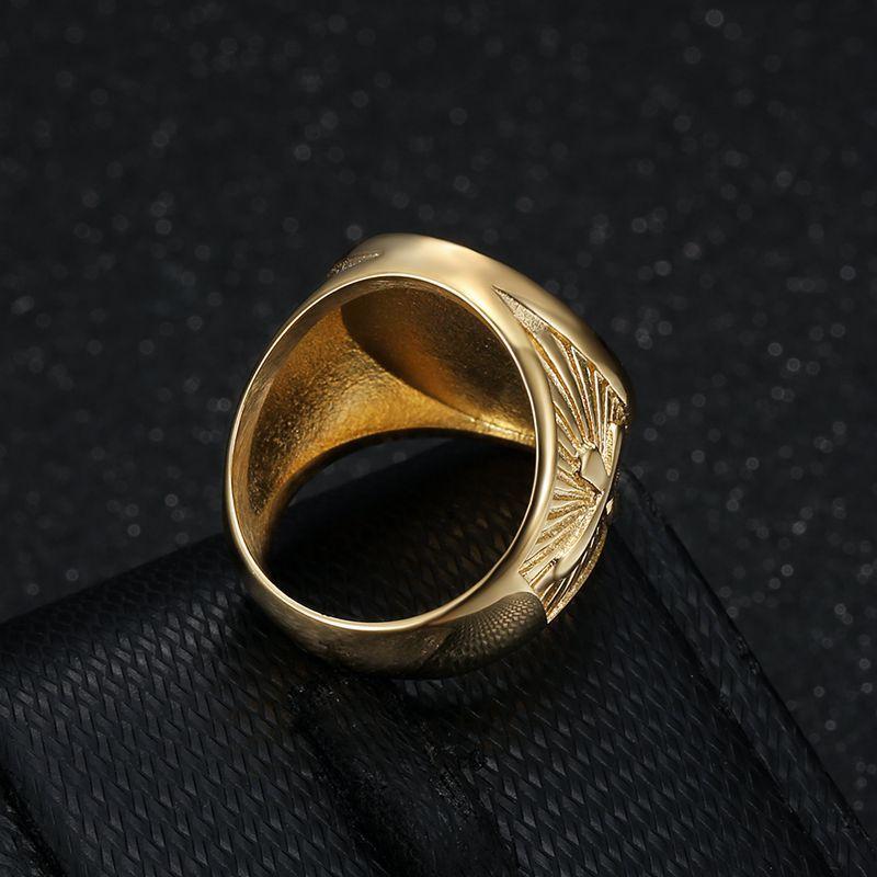 New hip hop HIPHOP ring, titanium steel vacuum electric gold-plated YS cross men's ring