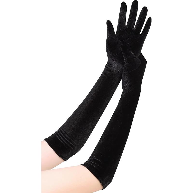 Women's Long Gloves for Party Opera Dinner Wedding Gloves Stretchy Long Elbow Gloves for Ladies (Black, Leopard Print)