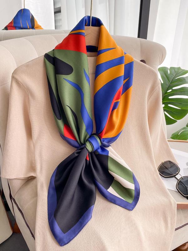 Women's Cute Floral Print Square Scarf, Elegant Soft Comfortable Shawl for Daily Wear, Fashion All-match Accessories for Women & Girls