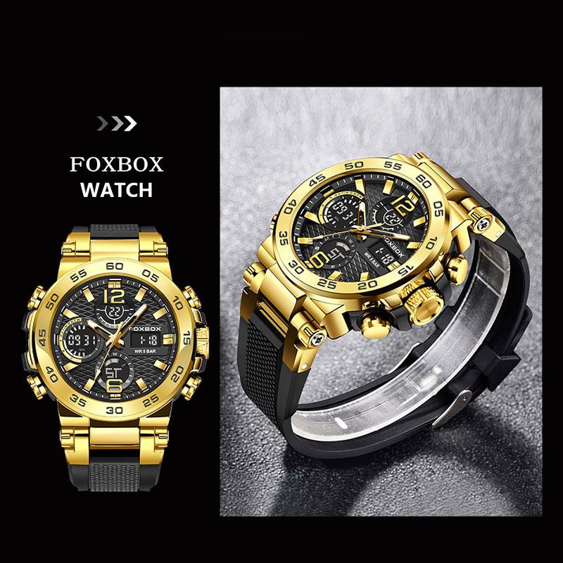 LIGE Large Disc Silicone Strap Electronic Time Setting Design Luminous Hands Waterproof Men's Watch