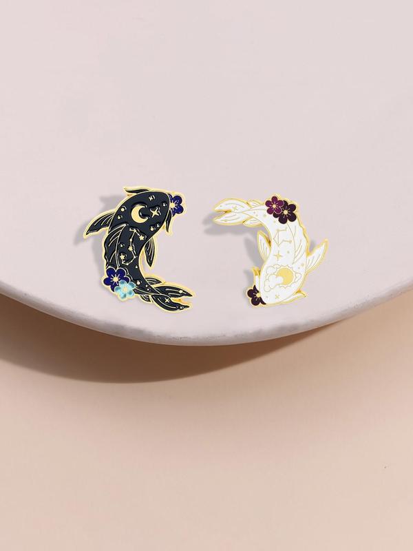 Cute Cartoon Fish Design Brooch, Fashionable Enamel Pin Suitable for Backpacks, Jeans, Scarves, Hats Decoration, Casual Alloy Jewelry for Men & Women