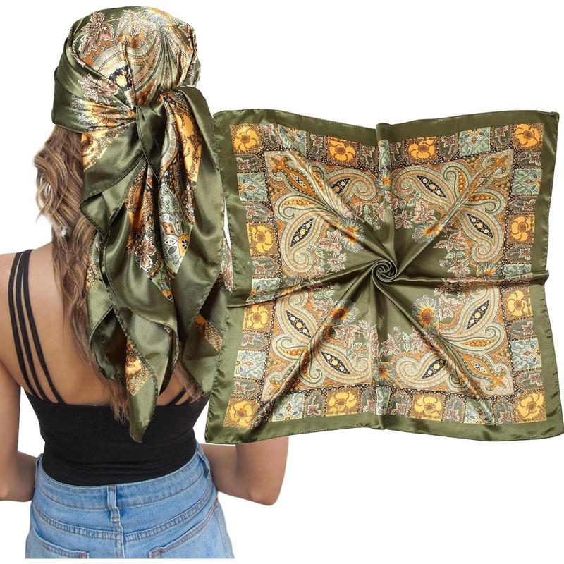 Satin Silk Scarf - Large Hair Bandana, Sleeping Wrap for Women