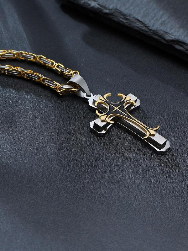 Punk Style Stainless Steel Layered Cross Necklace, Fashion Jewelry for Party, Daily Clothing Decor, Trendy All-match & Exquisite Jewelry for Birthday Gift