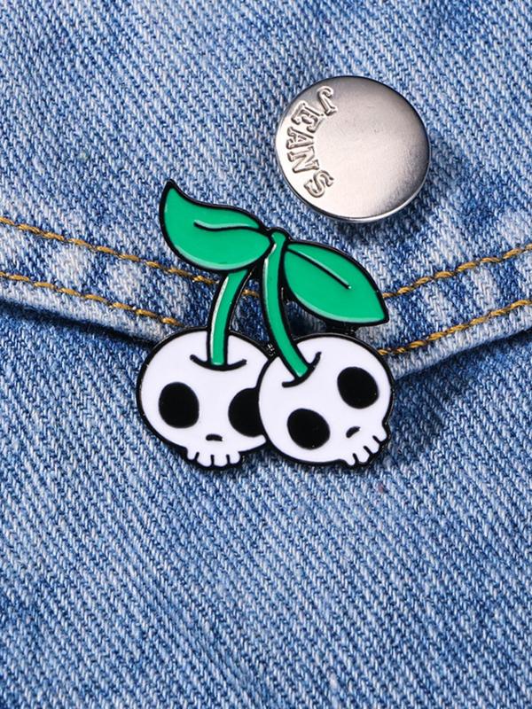 Cute Cherry & Skull Design Brooch, Fashion Alloy Badge for Clothes, Creative Alloy Accessories for Women & Men