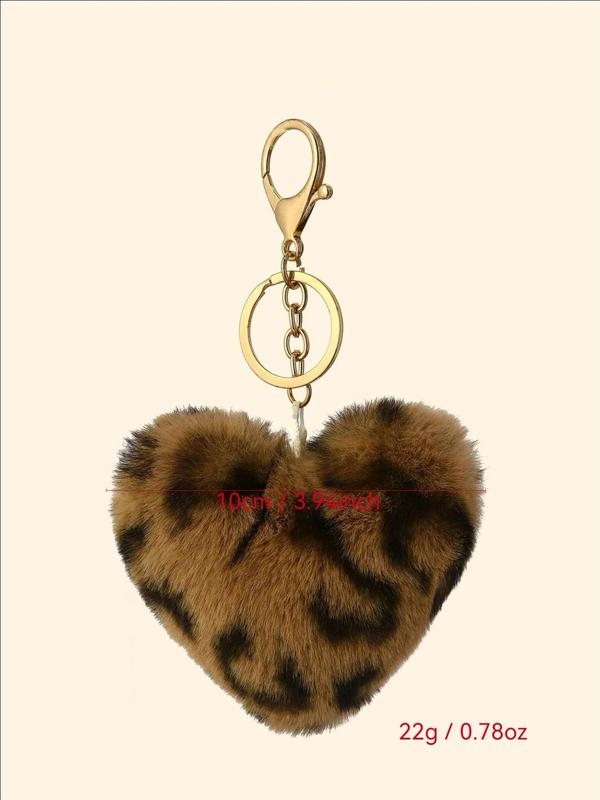 Cute Leopard Pattern Heart Shaped Keychain, Fashionable Keychain for Women & Men, Trendy All-match & Exquisite Keychain for Birthday Gift