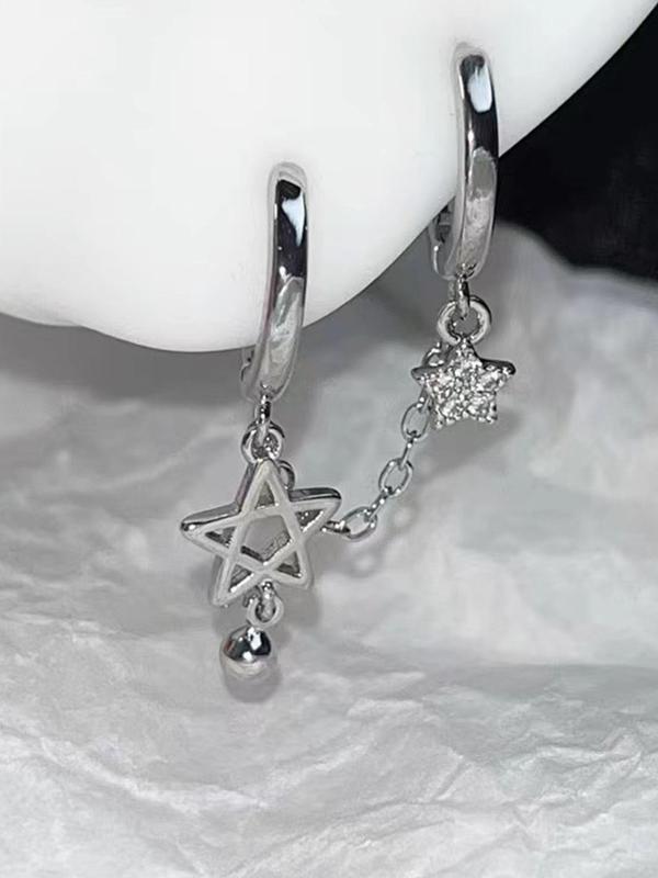 Star Design Dangle Earrings for Women, Cute Dangle Earrings with Double Hoops for Party, Daily Decor, Trendy All-match & Exquisite Jewelry for Birthday Gift