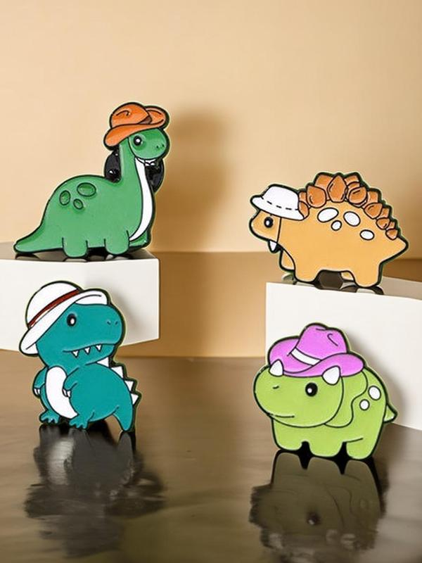 Summer Cartoon Dinosaur Design Brooch, Cute Animal Badge for Men & Women, Enamel Pin Suitable for Backpacks, Jeans, Scarves, Hats Decoration