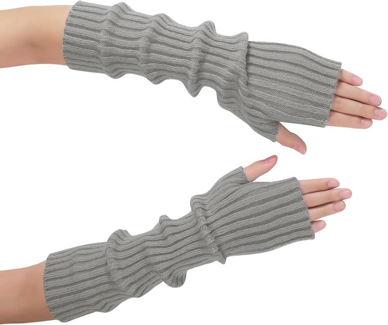 Arm Warmers, Fashion Winter Long Fingerless Gloves Knit Mitten Gloves Arm Sleeves for Women with Thumb Hole