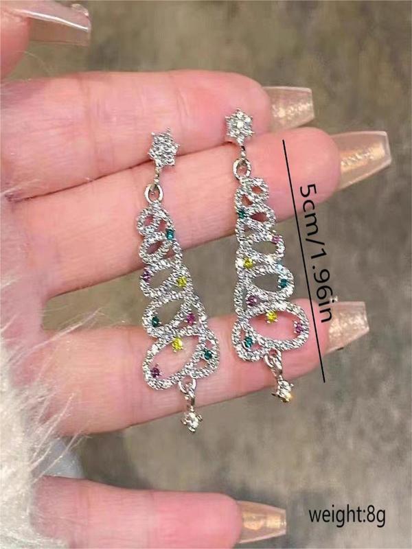 Rhinestone Decorated Christmas Tree Design Dangle Earrings, Fashionable Jewelry for Women, Trendy All-match & Exquisite Jewelry for Birthday Gift