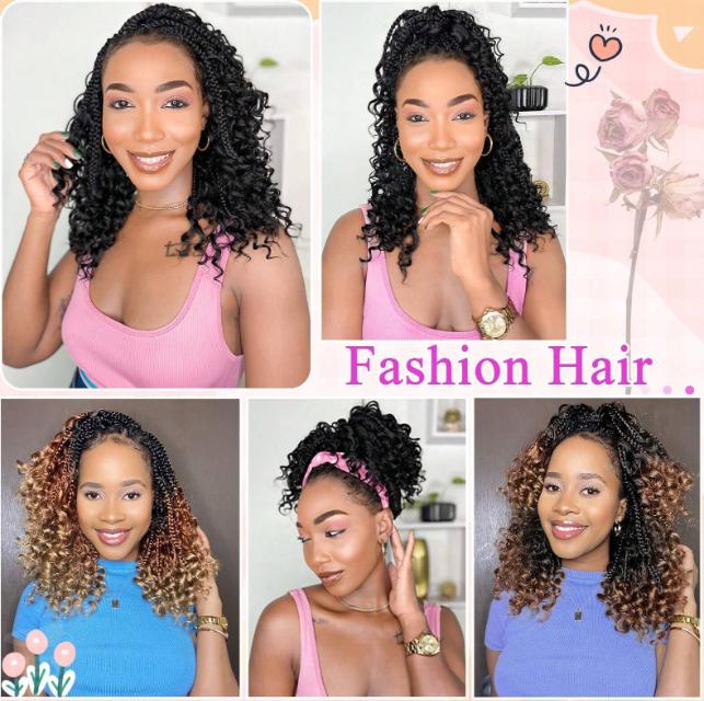 Goddess Boho Box Braids Crochet Hair 12-22 Inch Synthetic Ombre Braiding Hair for Women