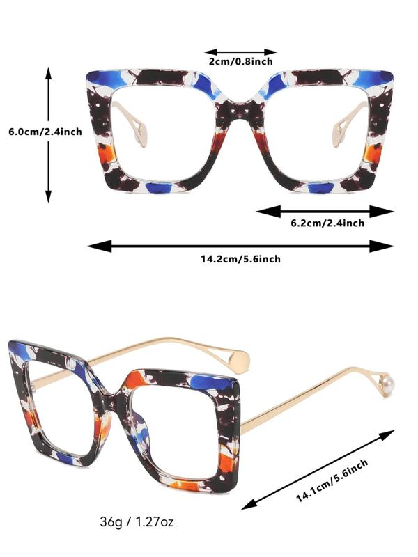 Unisex Simple Style Square Frame Eyeglasses, Trendy Casual Eyeglasses for Everyday Use, Fashion Accessories for Outdoor Activities