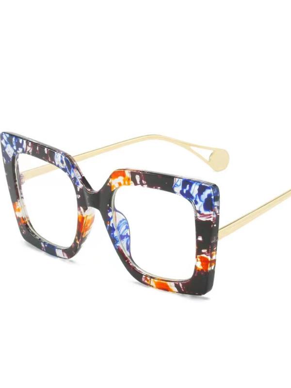 Unisex Simple Style Square Frame Eyeglasses, Trendy Casual Eyeglasses for Everyday Use, Fashion Accessories for Outdoor Activities