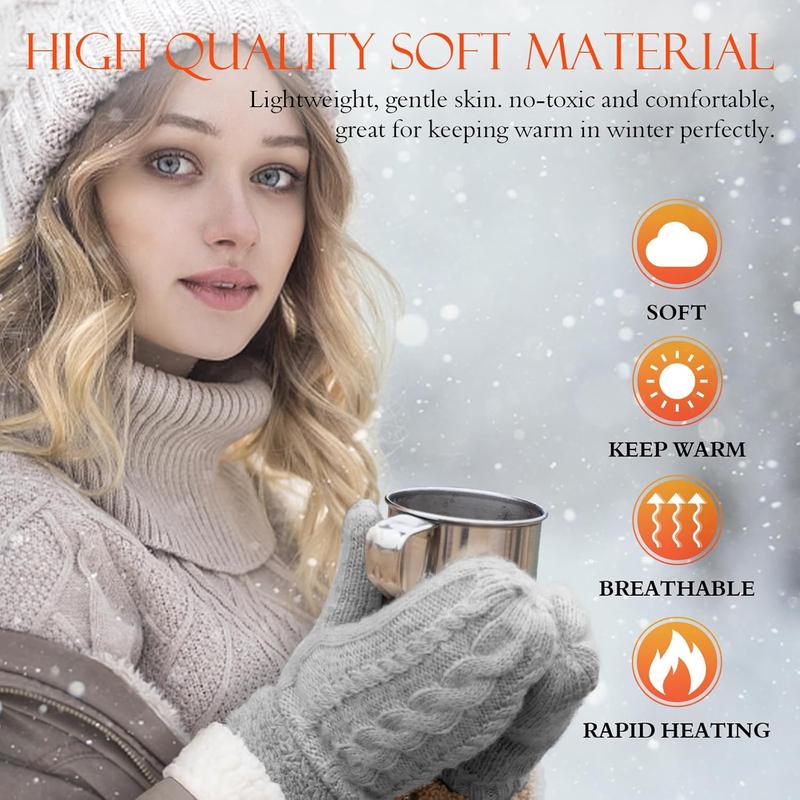 Winter Warm Mittens for Women, Cozy Thick Knitted Gloves & Mittens Warm Soft Lining Cold Weather Accessories Gifts