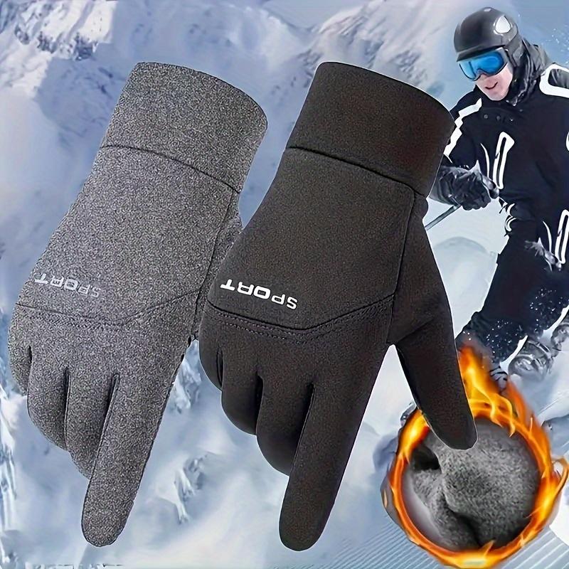 A Pair of Thermal Waterproof Touch Screen Gloves for Men and Women-Polyester Woven Fabric, College Style-Suitable for Driving, Running, Cycling