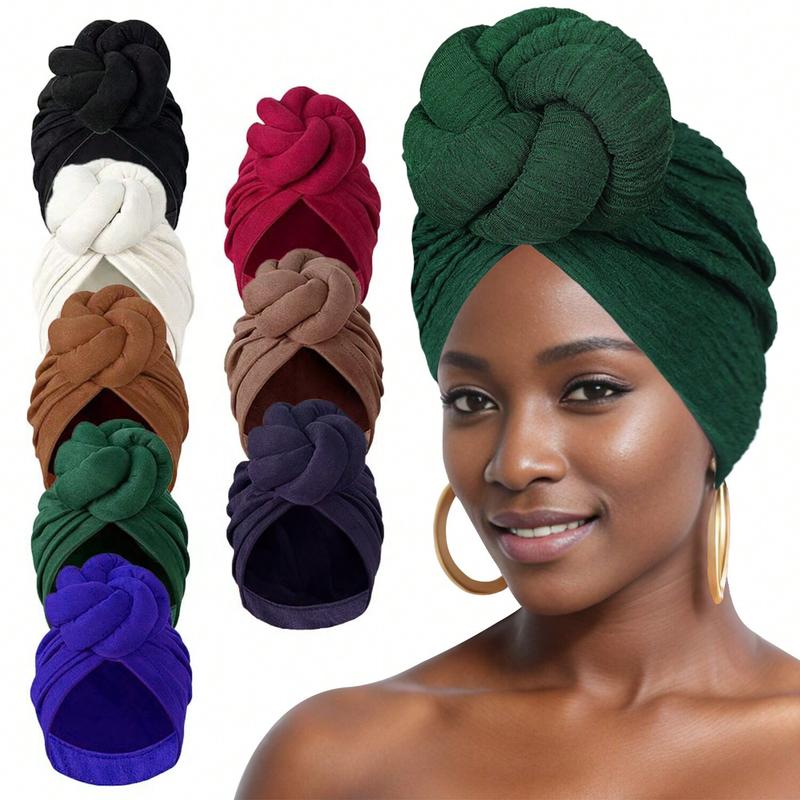 Elegant Women Turbans Solid Color Handmade Flower Knot African Fashion Chemotherapy Hat Leisure Comfortable Breathable High-End Daily Headscarf Hat