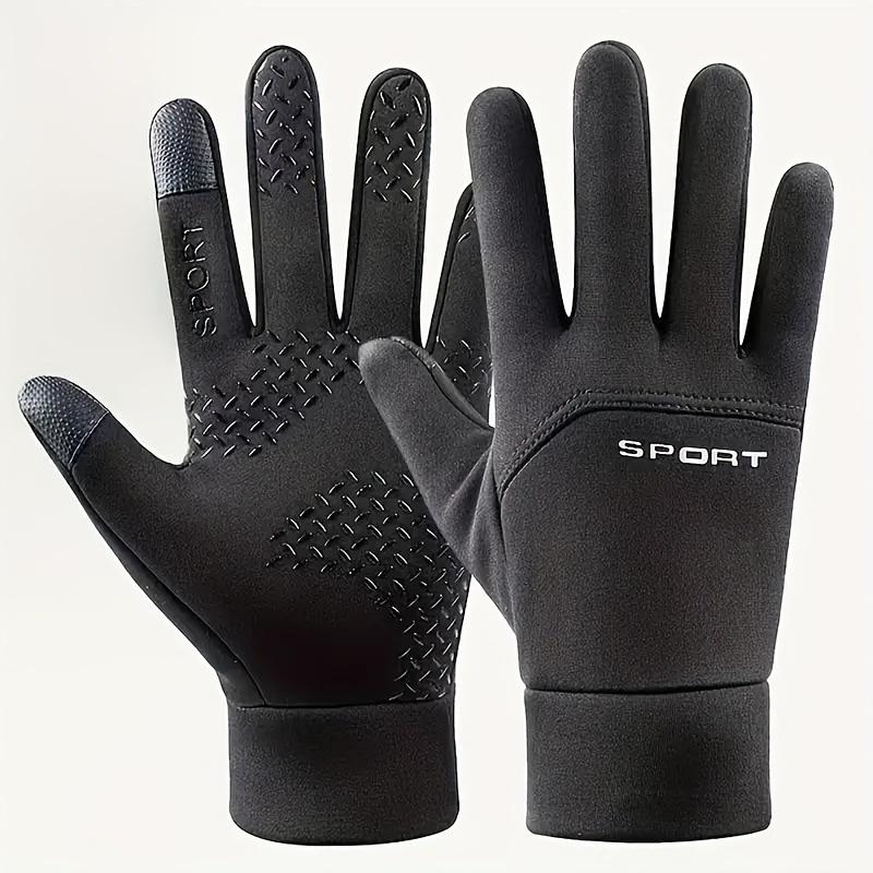 A Pair of Thermal Waterproof Touch Screen Gloves for Men and Women-Polyester Woven Fabric, College Style-Suitable for Driving, Running, Cycling