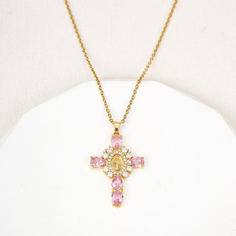 Virgen Mary Cross Necklace-Religious Pendant For women-Lucky Gift For Women