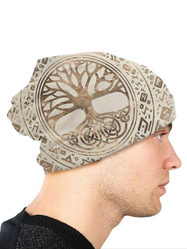 Men's Tree of Life Print Windproof  Beanie Hat,  Casual Outdoor Sports Cap for Men & Women, Warm and Stylish Beanie Suitable for Street, Skiing