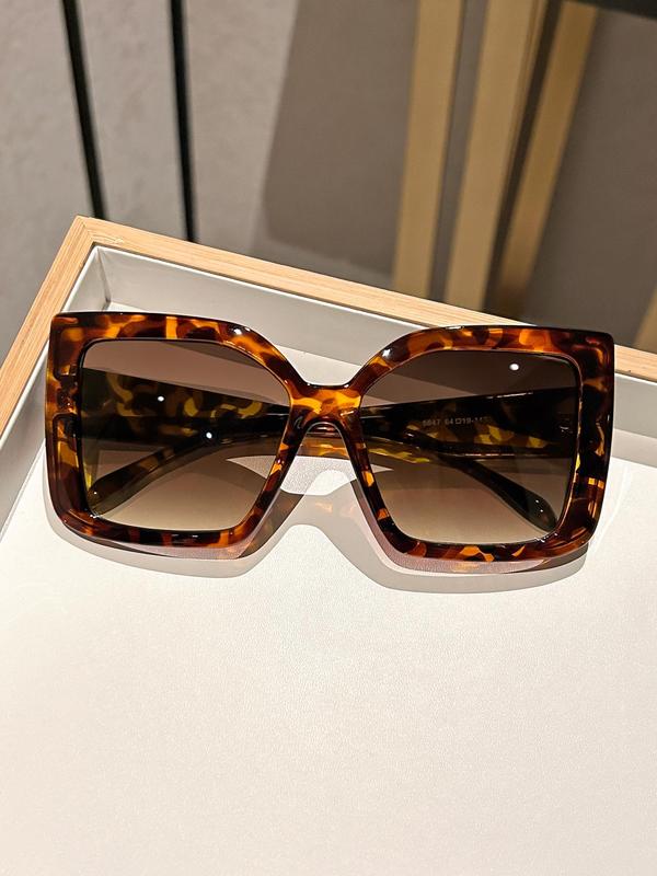 Unisex Vintage Trendy Leopard Pattern Sunglasses, Retro Casual Square Frame Sunglasses for Everyday Use, Fashion Accessories for Outdoor Activities