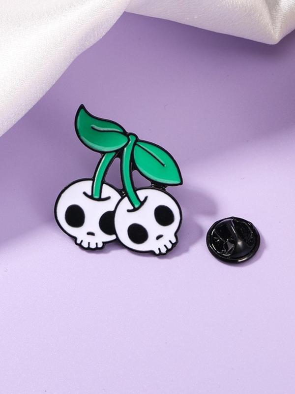 Cute Cherry & Skull Design Brooch, Fashion Alloy Badge for Clothes, Creative Alloy Accessories for Women & Men