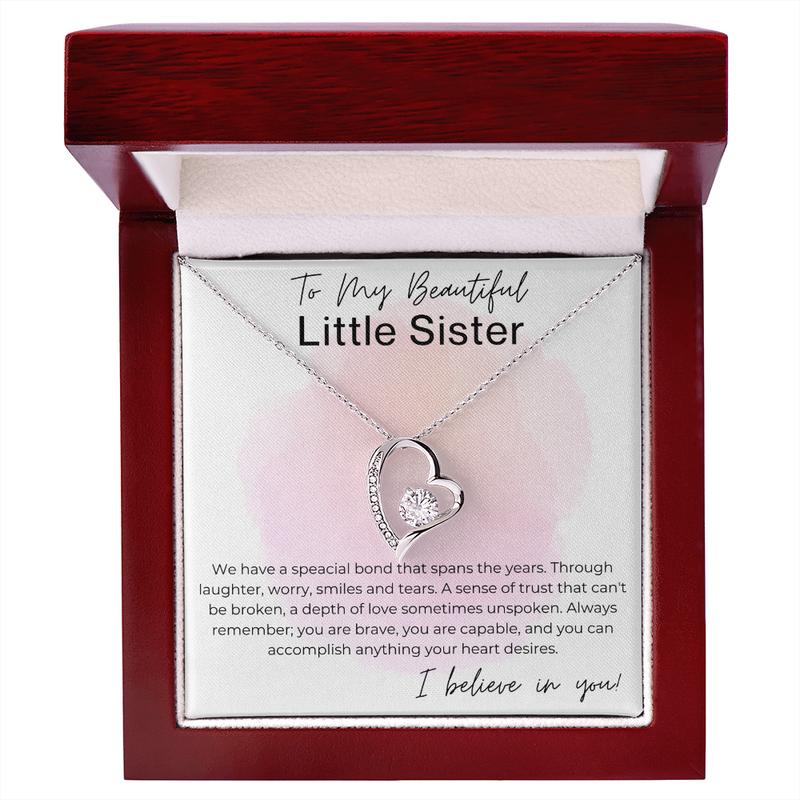 Our Special Bond  Gift necklace for Little Sister - Heart Pendant Necklace GIft Special love