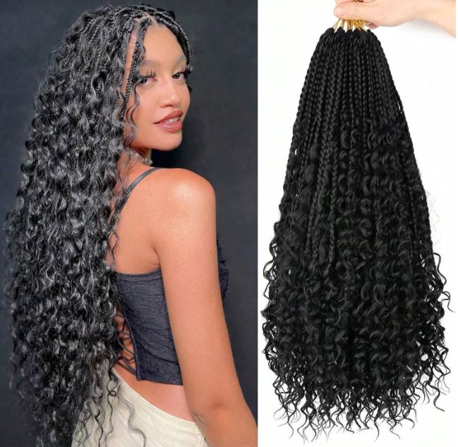 Goddess Boho Box Braids Crochet Hair 12-22 Inch Synthetic Ombre Braiding Hair for Women