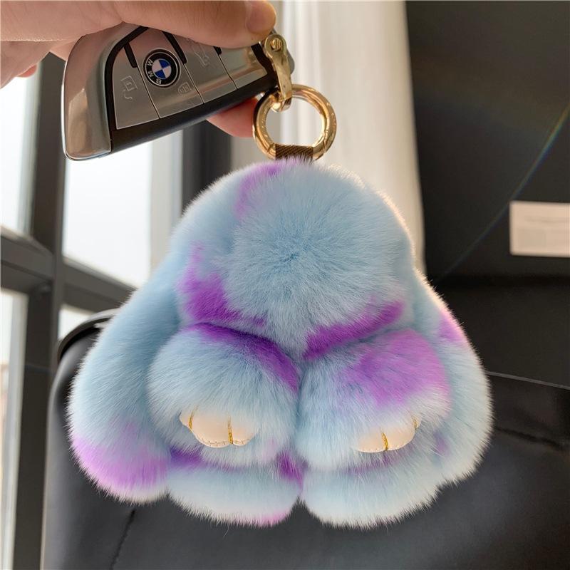 Cute Plush Rabbit Design Keychain, Mini Plush Keychain, Bag Charm, Car Key Decoration, Bag Decoration, Car Interior Accessories